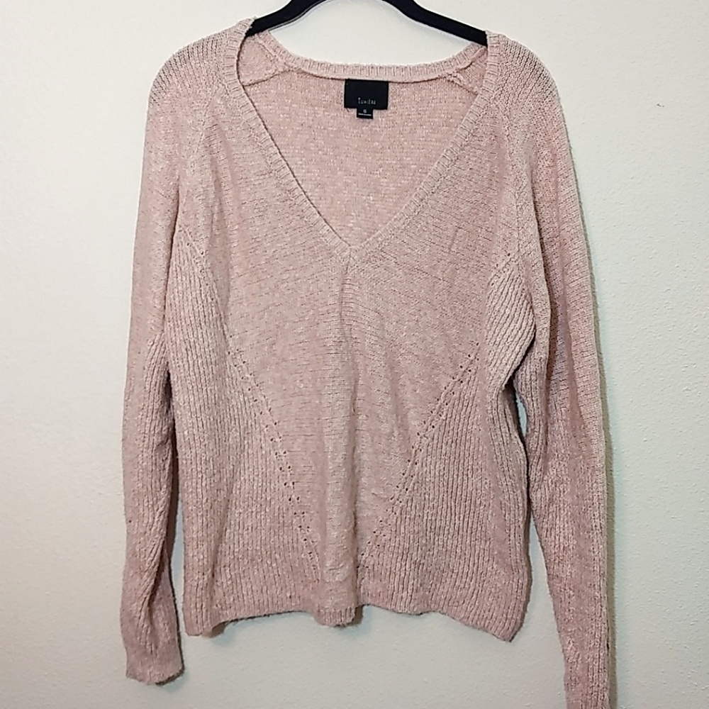 Lumiere Blush Pink Cozy V NeckKnit Sweater S